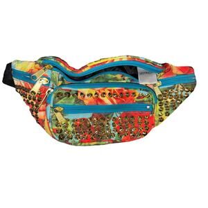 *VINTAGE* Y2K Joyrich Los Angeles Gold Studded Floral Fanny Pack Waist Bag